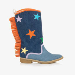 Stella McCartney Kids-Girls Denim Star Western Boots | Childrensalon Outlet