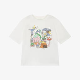 Stella McCartney Kids-Кремовая хлопковая футболка Fairyland для девочек | Childrensalon Outlet