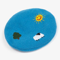 Stella McCartney Kids-Голубой берет для девочек из шерсти с овечкой | Childrensalon Outlet