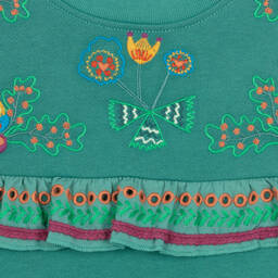 Stella McCartney Kids-Зеленое платье с вышитыми желудями | Childrensalon Outlet