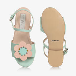 Stella McCartney Kids-Зелено-розовые сандалии с цветами | Childrensalon Outlet