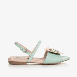 Stella McCartney Kids-Зелено-розовые сандалии с цветами | Childrensalon Outlet