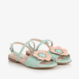 Stella McCartney Kids-Зелено-розовые сандалии с цветами | Childrensalon Outlet
