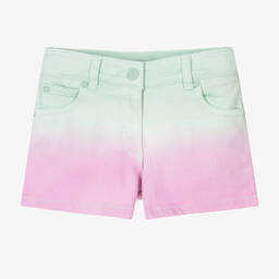 Stella McCartney Kids-Girls Green & Pink Ombré Denim Shorts | Childrensalon Outlet