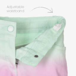 Stella McCartney Kids-Girls Green & Pink Ombré Denim Shorts | Childrensalon Outlet
