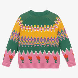 Stella McCartney Kids-Girls Green & Pink Tulip Sweater | Childrensalon Outlet