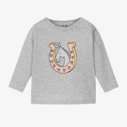 Stella McCartney Kids-Girls Grey Horse Jersey Top | Childrensalon Outlet