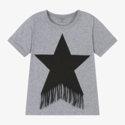 Stella McCartney Kids-Girls Grey Starry Organic Tee | Childrensalon Outlet