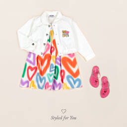 Stella McCartney Kids-Сарафан с сердечками розовый и красный для девочек | Childrensalon Outlet