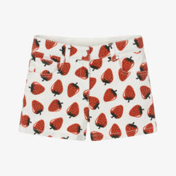 Stella McCartney Kids-شورت دنيم عاجي بنقشة التوت للبنات | Childrensalon Outlet