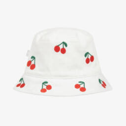 Stella McCartney Kids-Girls Ivory Cherry Embroidered Hat | Childrensalon Outlet