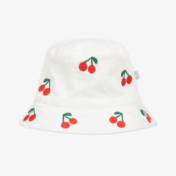 Stella McCartney Kids-Girls Ivory Cherry Embroidered Hat | Childrensalon Outlet