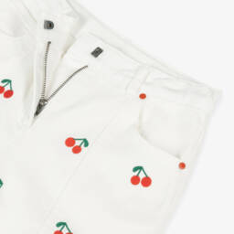 Stella McCartney Kids-بنطلون جينز عاجي مطرز بالكرز للبنات | Childrensalon Outlet