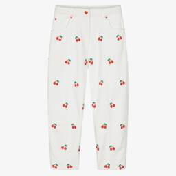Stella McCartney Kids-بنطلون جينز عاجي مطرز بالكرز للبنات | Childrensalon Outlet