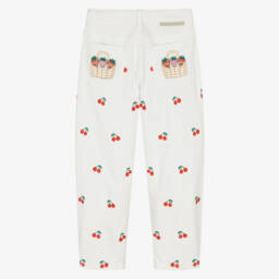 Stella McCartney Kids-بنطلون جينز عاجي مطرز بالكرز للبنات | Childrensalon Outlet