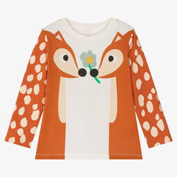 Stella McCartney Kids-Кремовый хлопковый топ с оленятами | Childrensalon Outlet