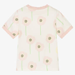 Stella McCartney Kids-Кремовая хлопковая футболка с цветами | Childrensalon Outlet