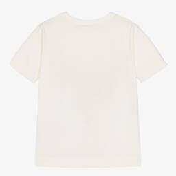 Stella McCartney Kids-Кремовая хлопковая футболка с сердцем | Childrensalon Outlet