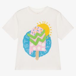 Stella McCartney Kids-Girls Ivory Cotton T-Shirt | Childrensalon Outlet