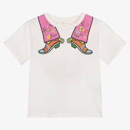 Stella McCartney Kids-Girls Ivory Cotton T-Shirt | Childrensalon Outlet