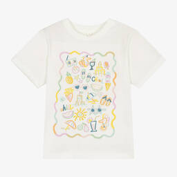 Stella McCartney Kids-Кремовая хлопковая футболка для девочек | Childrensalon Outlet
