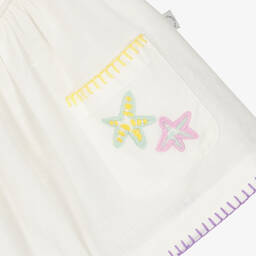 Stella McCartney Kids-بلوزة أطفال بناتي قطن وكتان مطرز لون عاجي | Childrensalon Outlet