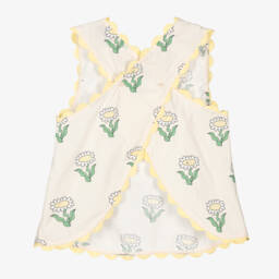 Stella McCartney Kids-بلوزة قطنية عاجية بنقشة زهور للبنات | Childrensalon Outlet