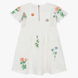 Stella McCartney Kids-Girls Ivory Flower Embellished Dress | Childrensalon Outlet