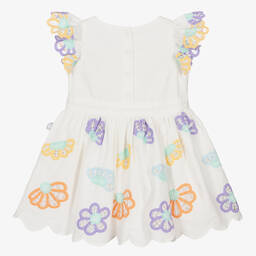 Stella McCartney Kids-Girls Ivory Flower Embroidered Dress | Childrensalon Outlet