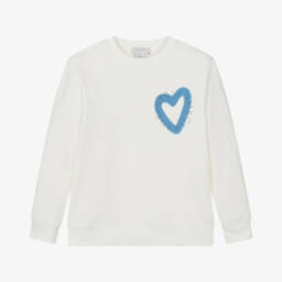 Stella McCartney Kids-Girls Ivory Heart Design Pullover | Childrensalon Outlet