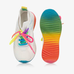 Stella McCartney Kids-Girls Ivory High-Tops with Rainbow Laces | Childrensalon Outlet