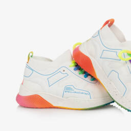 Stella McCartney Kids-Girls Ivory High-Tops with Rainbow Laces | Childrensalon Outlet