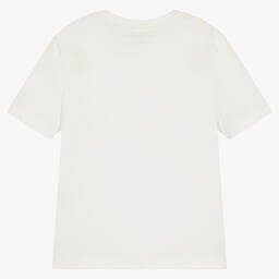 Stella McCartney Kids-Кремовая футболка из органического хлопка с цветами | Childrensalon Outlet