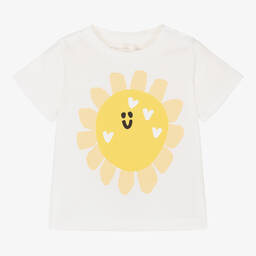 Stella McCartney Kids-Кремовая футболка из органического хлопка для девочек | Childrensalon Outlet