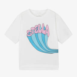 Stella McCartney Kids-تيشيرت قطن عضوي لون عاجي للبنات | Childrensalon Outlet