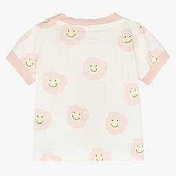 Stella McCartney Kids-Кремовая футболка с розовыми цветами | Childrensalon Outlet
