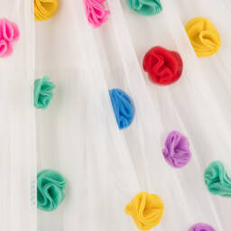 Stella McCartney Kids-Girls Ivory Pom-Pom Tulle Dress | Childrensalon Outlet