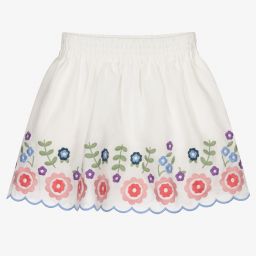 Stella McCartney Kids-Girls Ivory Ramie Skirt | Childrensalon Outlet