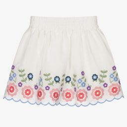 Stella McCartney Kids-Girls Ivory Ramie Skirt | Childrensalon Outlet