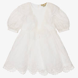 Stella McCartney Kids-Кремовое шелковое платье | Childrensalon Outlet