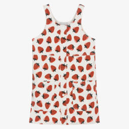 Stella McCartney Kids-Girls Ivory Strawberry Denim Pinafore | Childrensalon Outlet
