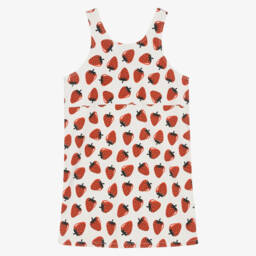 Stella McCartney Kids-Girls Ivory Strawberry Denim Pinafore | Childrensalon Outlet