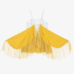 Stella McCartney Kids-Girls Ivory & Yellow Shirred Bee Dress | Childrensalon Outlet