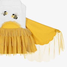 Stella McCartney Kids-Girls Ivory & Yellow Shirred Bee Dress | Childrensalon Outlet