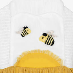 Stella McCartney Kids-Girls Ivory & Yellow Shirred Bee Dress | Childrensalon Outlet