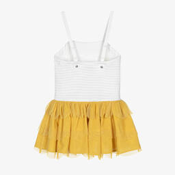 Stella McCartney Kids-Girls Ivory & Yellow Shirred Bee Dress | Childrensalon Outlet