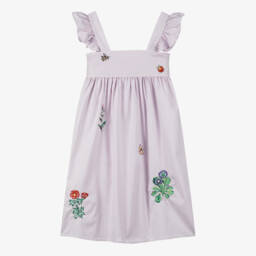 Stella McCartney Kids-Girls Lavender Cotton Floral Dress | Childrensalon Outlet