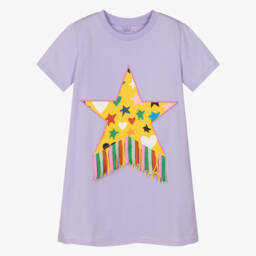 Stella McCartney Kids-Платье футболка из хлопка лаванда для девочек | Childrensalon Outlet