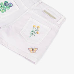 Stella McCartney Kids-Джинсовые шорты с цветочным узором для девочек в сиреневом цвете | Childrensalon Outlet
