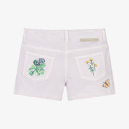Stella McCartney Kids-Джинсовые шорты с цветочным узором для девочек в сиреневом цвете | Childrensalon Outlet